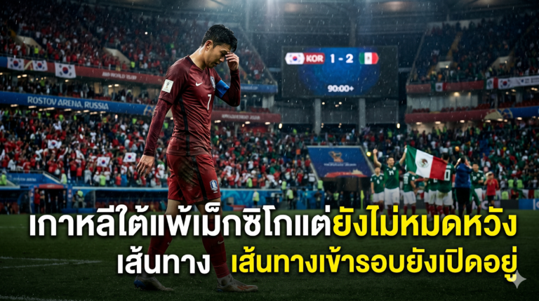 เกาหลีใต้แพ้เม็กซิโกแต่ยังไม่หมดหวัง เส้นทางเข้ารอบยังเปิดอยู่